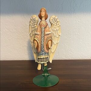 G. DeBrekht Hand-Painted Angel Figurine in Cream, Peach & Blue